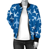 Airplane Pattern In The Sky Women'S Bomber Jacket