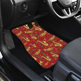 Saxophone Cornet Pattern Red Background Front Car Mats