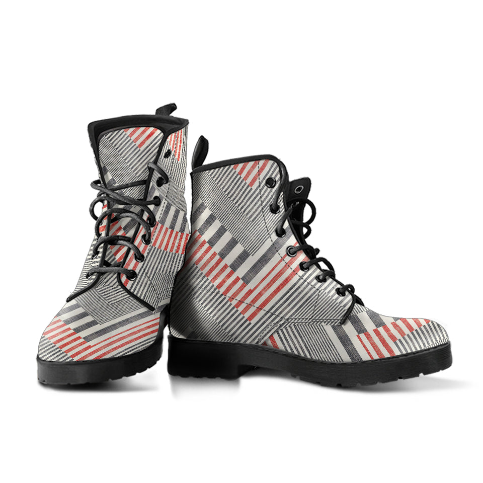 Zigzag Chevron Striped Pattern Leather Boots