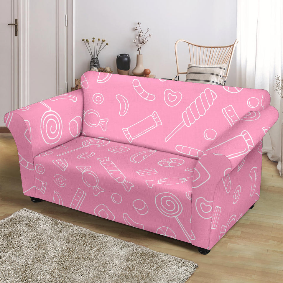 Sweet Candy Pink Background Loveseat Couch Slipcover