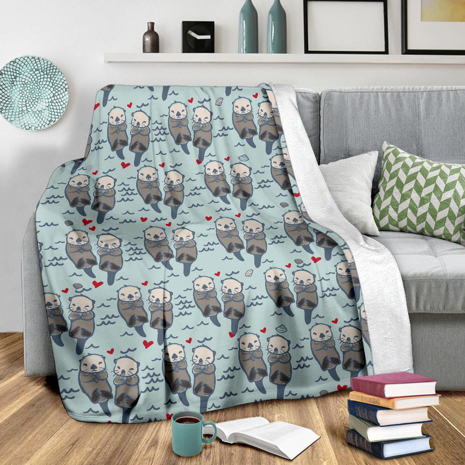 Lovely Sea Otter Pattern Premium Blanket