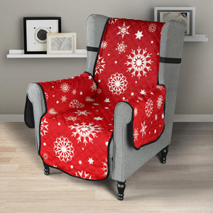 Snowflake pattern red background Chair Cover Protector