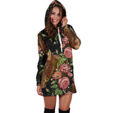 Horse Head Wild Roses Pattern Women'S Hoodie Dress