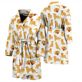 Golden Retriever Pattern Print Design 05 Men's Bathrobe