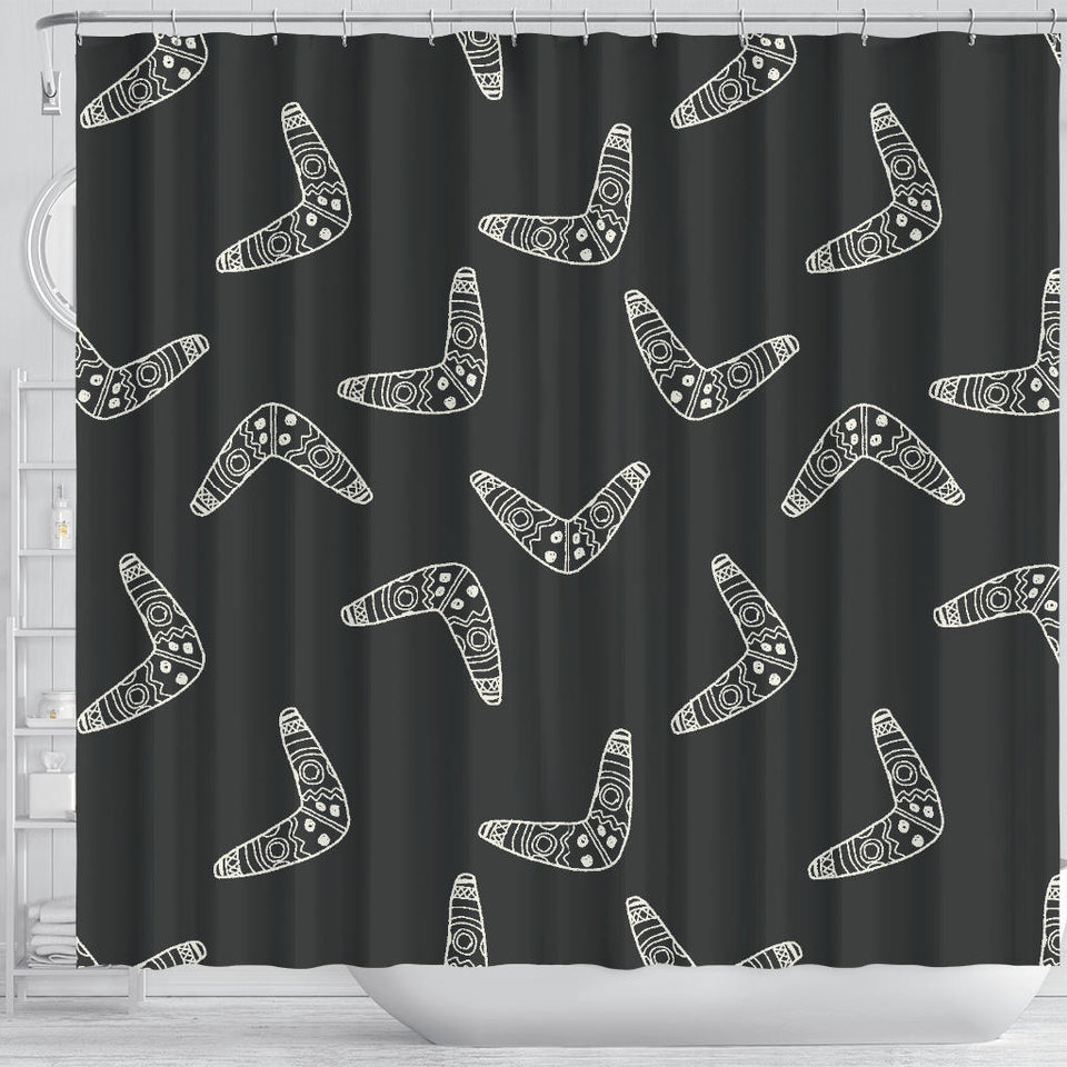 Hand Drawn Boomerang Australian Aboriginal Ornament Shower Curtain Fulfilled In US