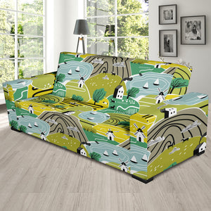 Hand Drawn Windmill Pattern Sofa Slipcover