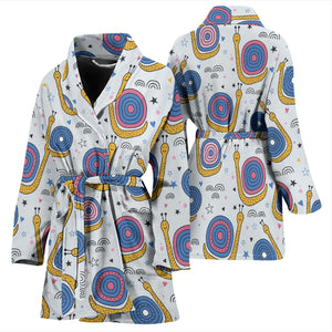 Snail Pattern Print Design 05 Women's Bathrobe