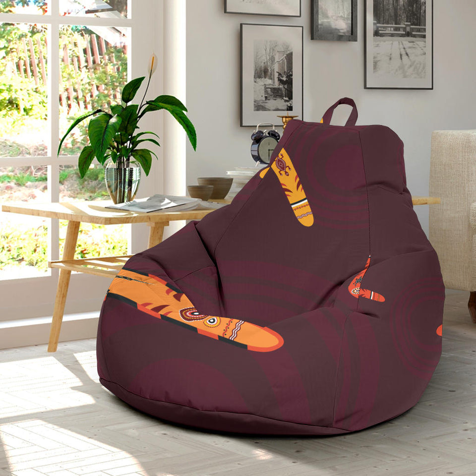 Boomerang Australian Aboriginal Ornament Circle Black Background Bean Bag Cover
