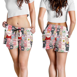Pig Pattern Print Design 02 Women Shorts