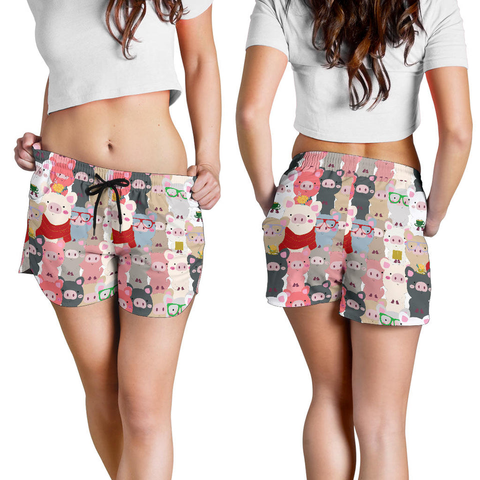 Pig Pattern Print Design 02 Women Shorts
