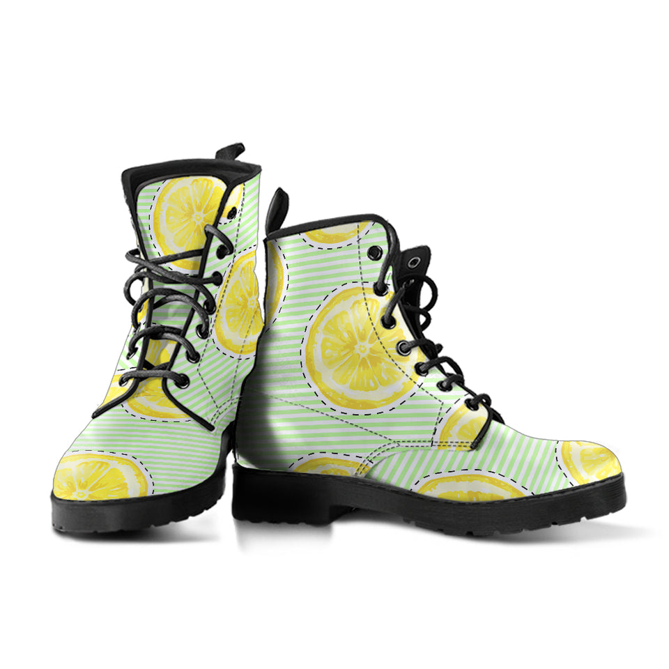 Slice Of Lemon Pattern Leather Boots