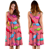 Colorful Wrapped Candy Pattern Sleeveless Midi Dress