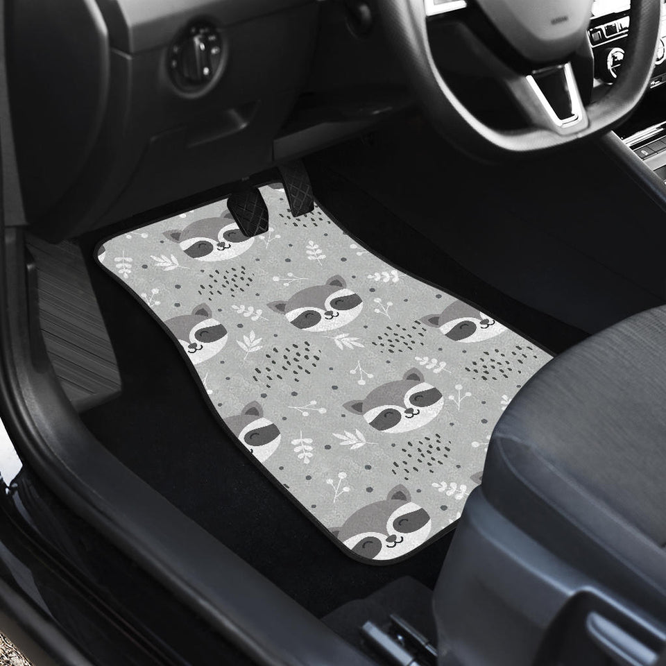 Cute Raccoons Leaves Dot Front And Back Car Mats