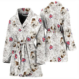 English Bulldog Pattern Print Design 01 Women's Bathrobe