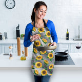 Sunflowers Ribbon Background Adjustable Apron