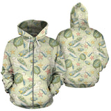 Hand Drawn Sea Turtle Fish Pattern Zip Up Hoodie