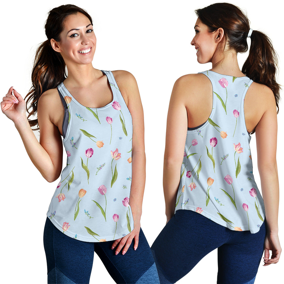 Watercolor Tulips pattern Women Racerback Tank Top