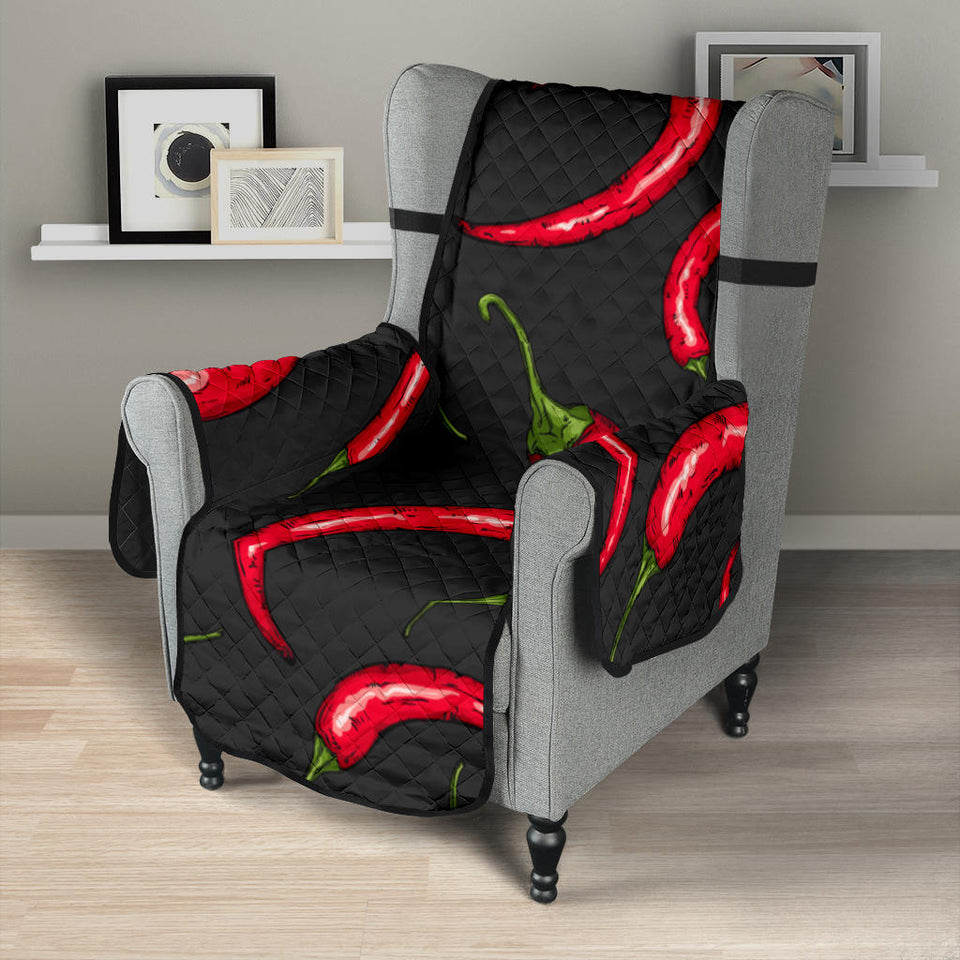 Chili peppers pattern black background Chair Cover Protector
