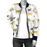 Silhouettes Of Goat And Tree Pattern Women'S Bomber Jacket