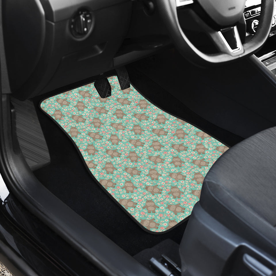 Hippopotamus Pattern Print Design 02 Front Car Mats