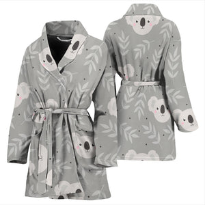 Cute Koala Leaves Pattern Women'S Bathrobe