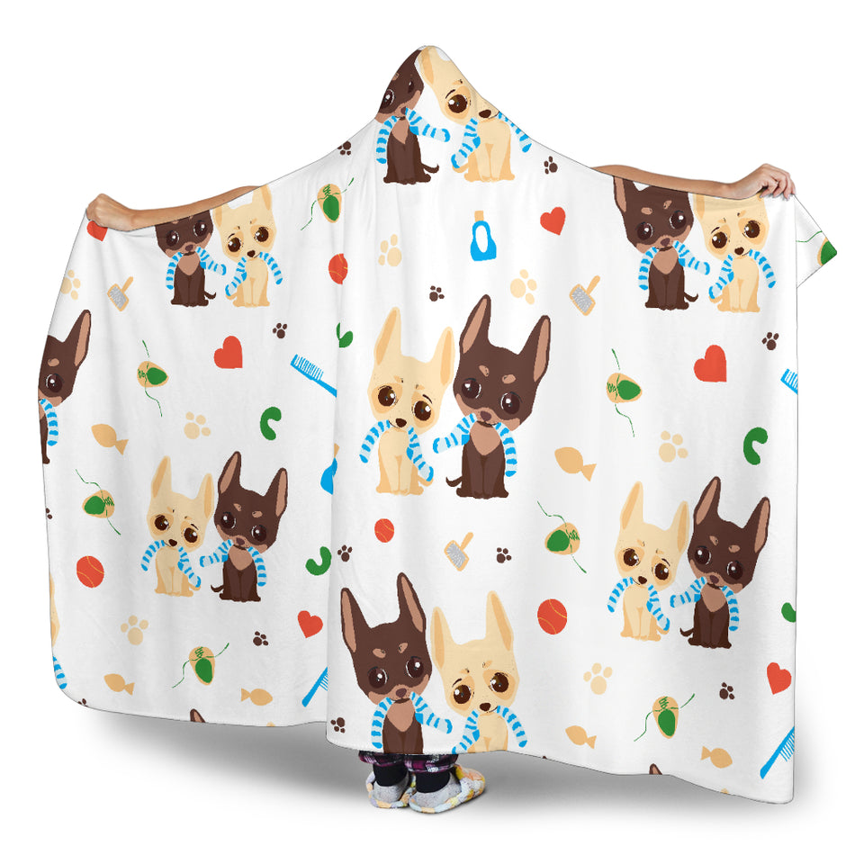 Cute Chihuahua Dog Pattern Hooded Blanket