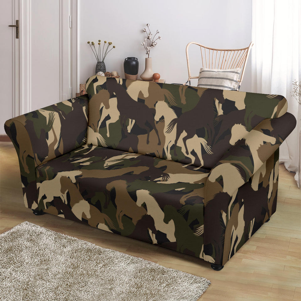 Horse Camo Camouflage Pattern Loveseat Couch Slipcover