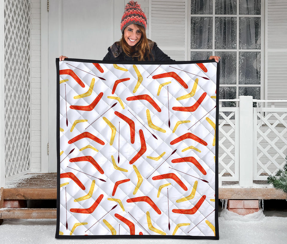 Waterclor Boomerang Australian Aboriginal Ornament Premium Quilt