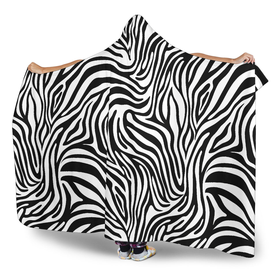 Zebra Skin Pattern Hooded Blanket
