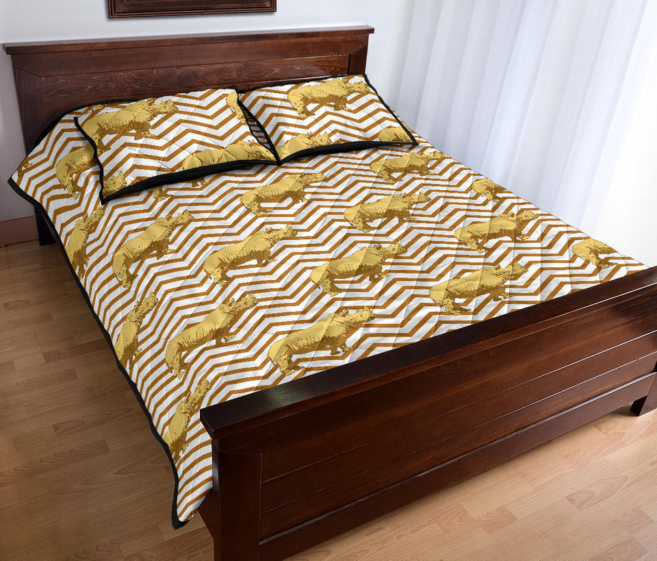 Rhino yellow theme pattern Quilt Bed Set