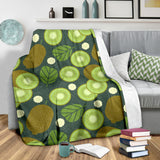 Whole Sliced Kiwi Leave And Flower Premium Blanket