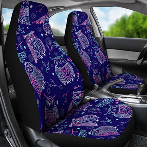 Cute Owls Pattern Boho Style Ornament Universal Fit Car Seat Covers