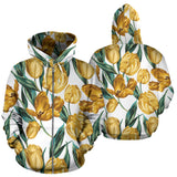 Yellow Tulips Pattern Zip Up Hoodie