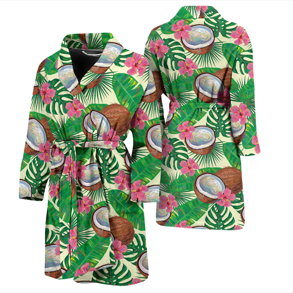 Coconut Pattern Print Design 01 Men's Bathrobe