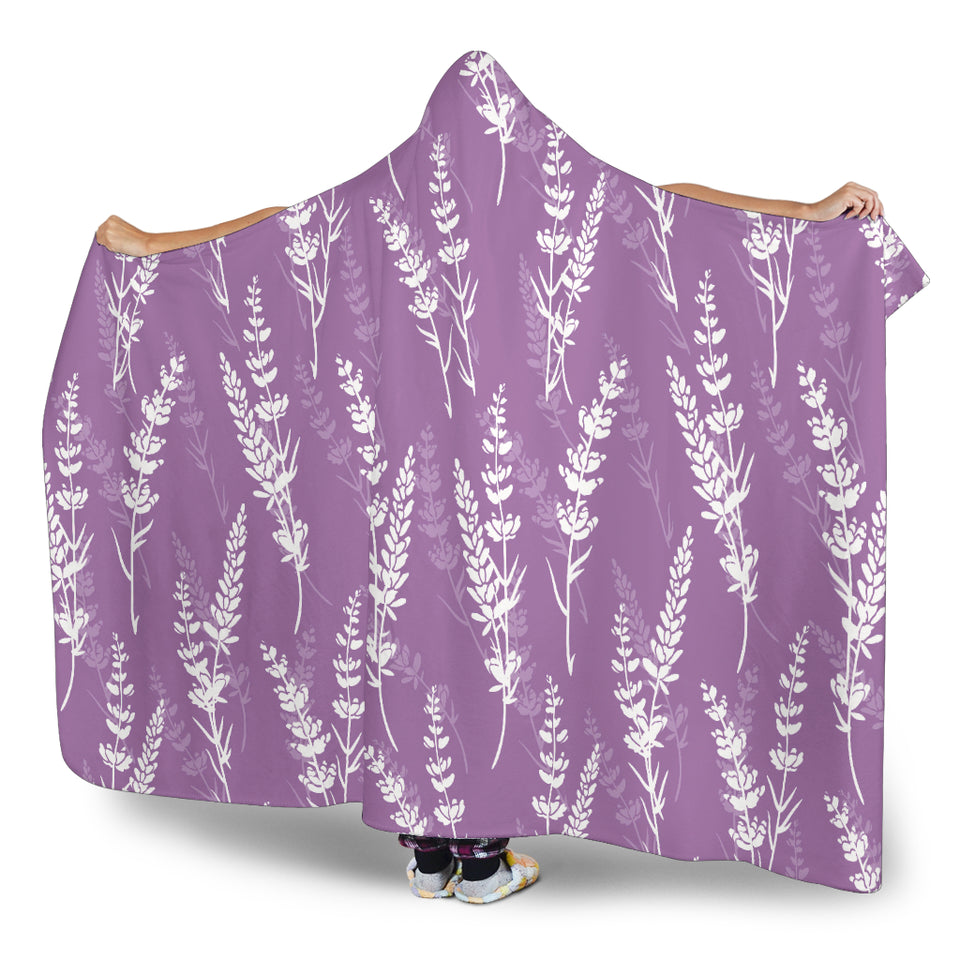 Lavender Flowers Purple Pattern Hooded Blanket