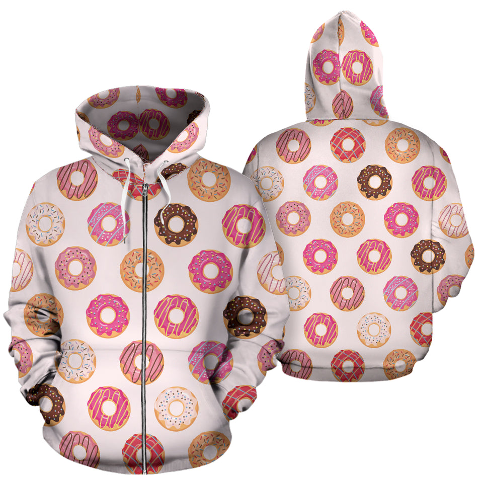 Colorful Donut Pattern Zip Up Hoodie