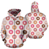 Colorful Donut Pattern Zip Up Hoodie