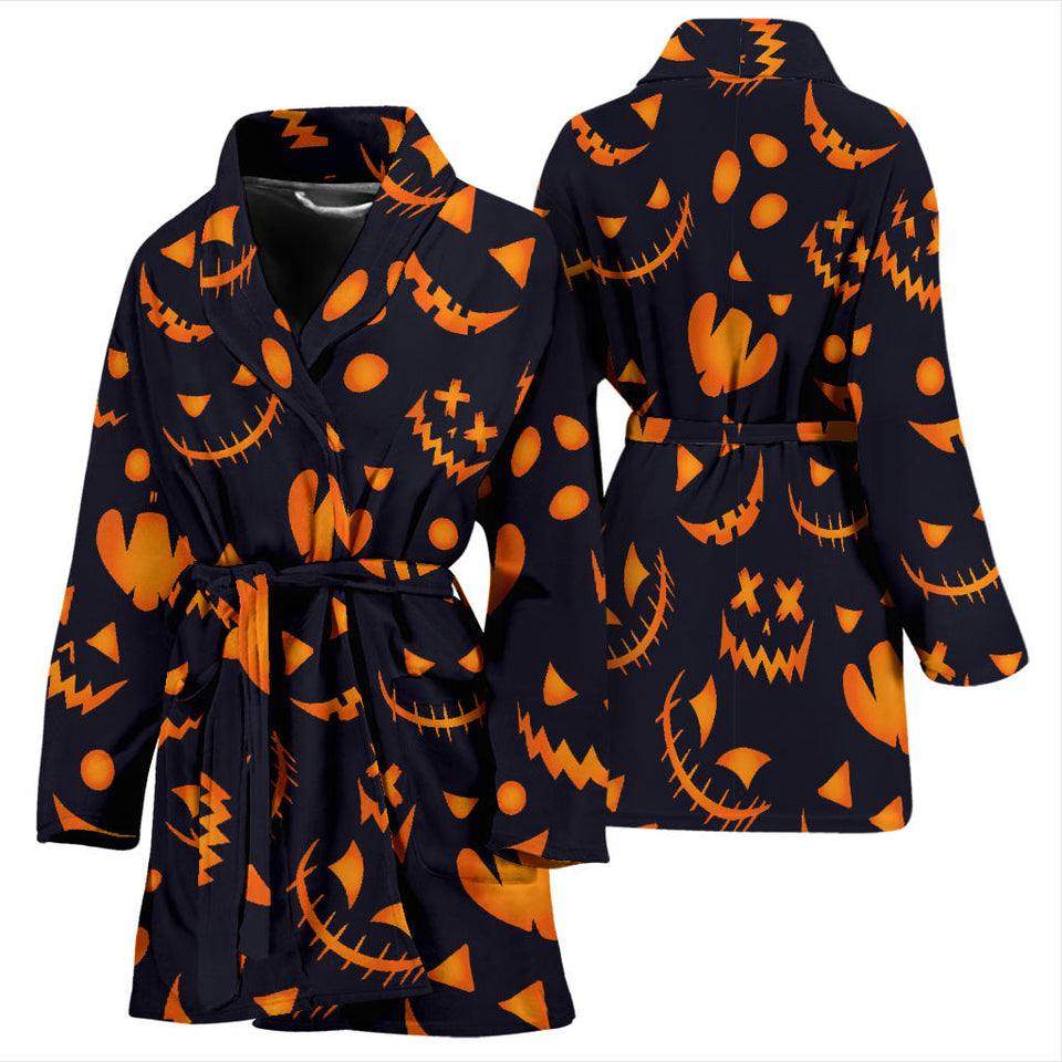 Halloween Pattern Pumpkin Background Women'S Bathrobe