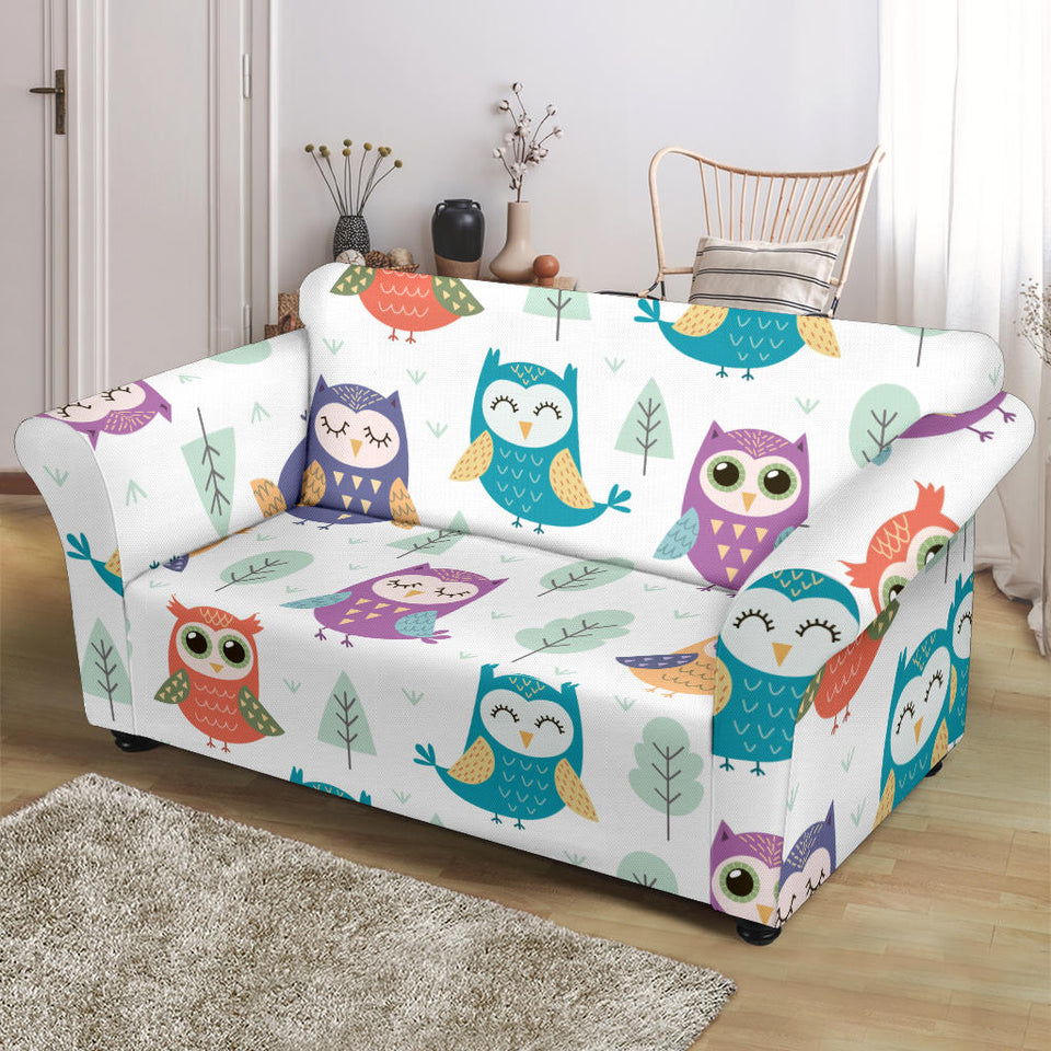 Cute Owl Pattern Loveseat Couch Slipcover