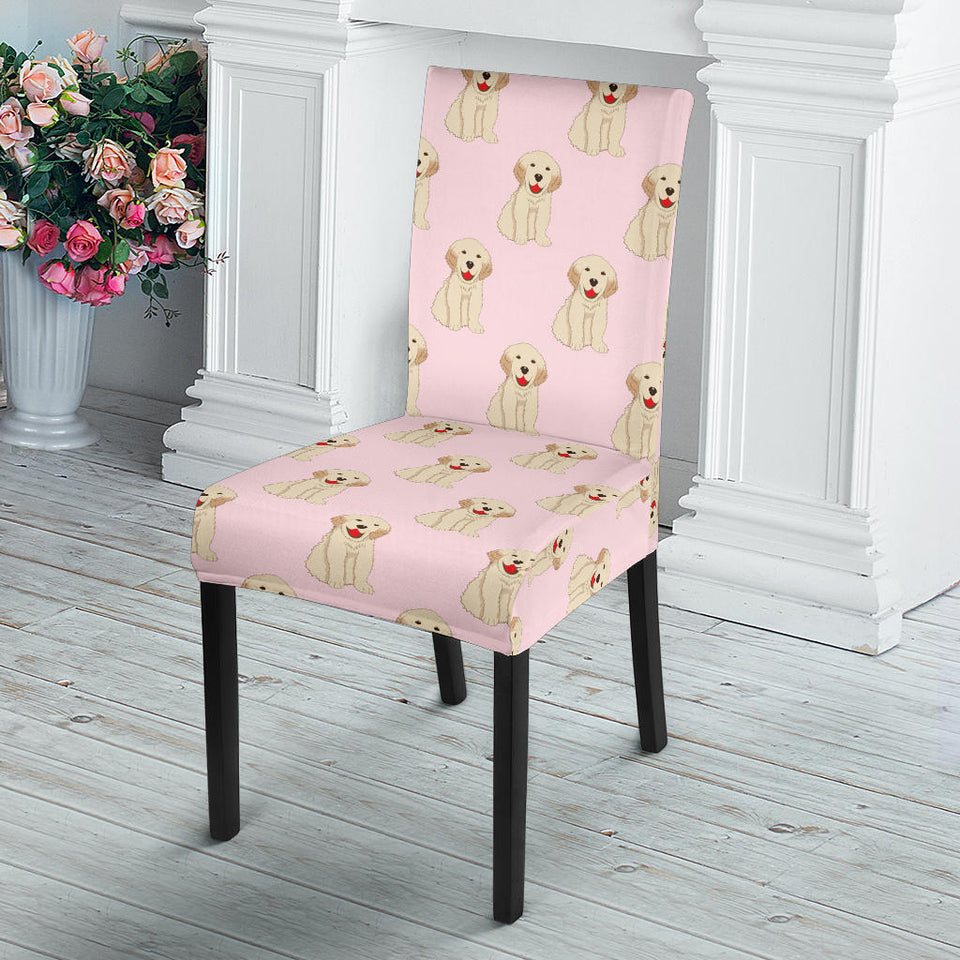 Golden Retriever Pattern Print Design 02 Dining Chair Slipcover