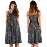 Beer Hand Drawn Pattern Sleeveless Midi Dress