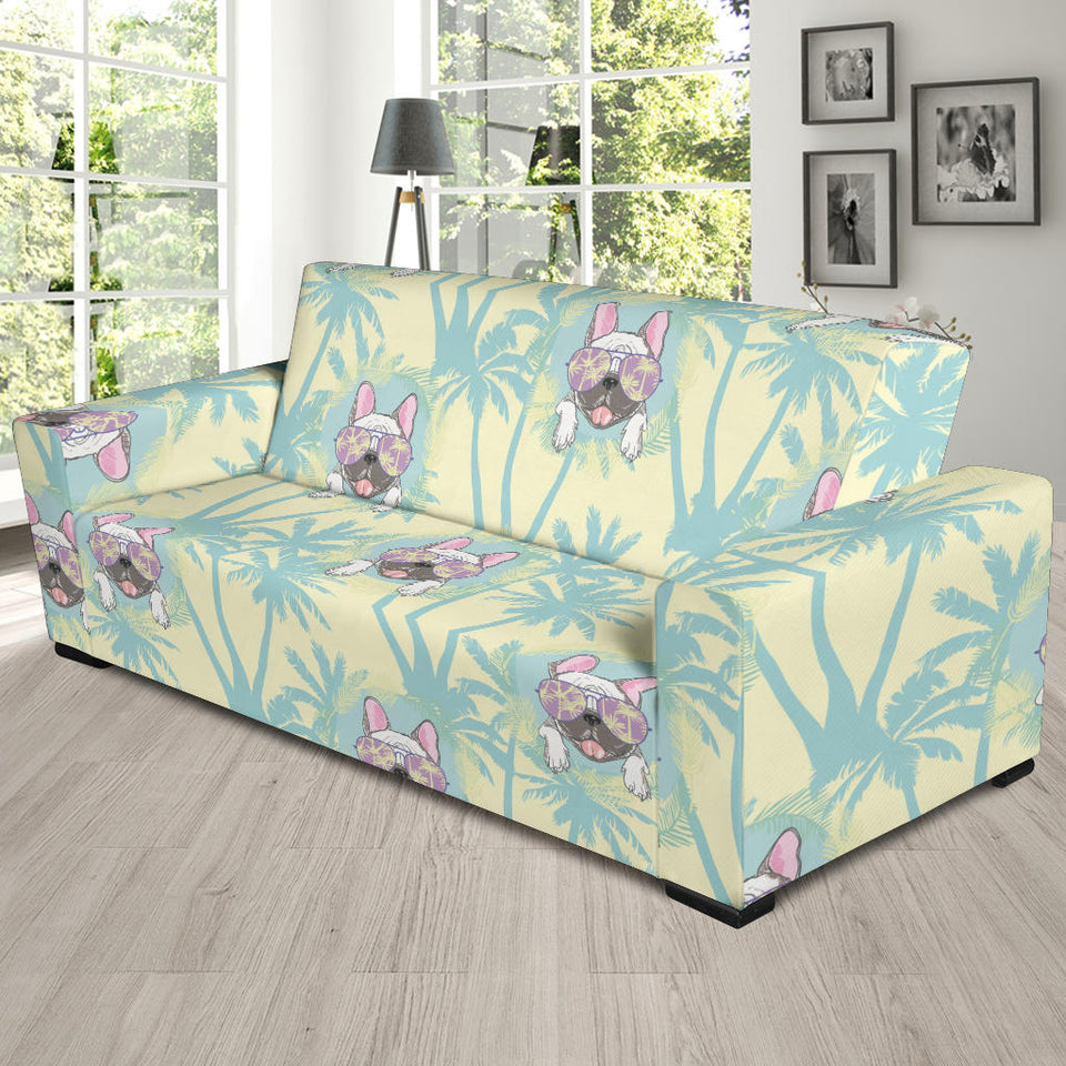 French Bulldog Hawaii Blackground Sofa Slipcover
