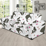 Boston Terrier Dog Hearts Vector Pattern Sofa Slipcover