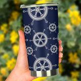 Nautical Steering Wheel Design Pattern Tumbler