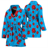 Ladybug Pattern Print Design 02 Women's Bathrobe