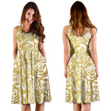 Rose Pattern Print Design 05 Sleeveless Midi Dress