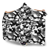 Black White Camo Camouflage Pattern Hooded Blanket