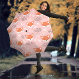 Cute Fox Pattern Pink Background Umbrella