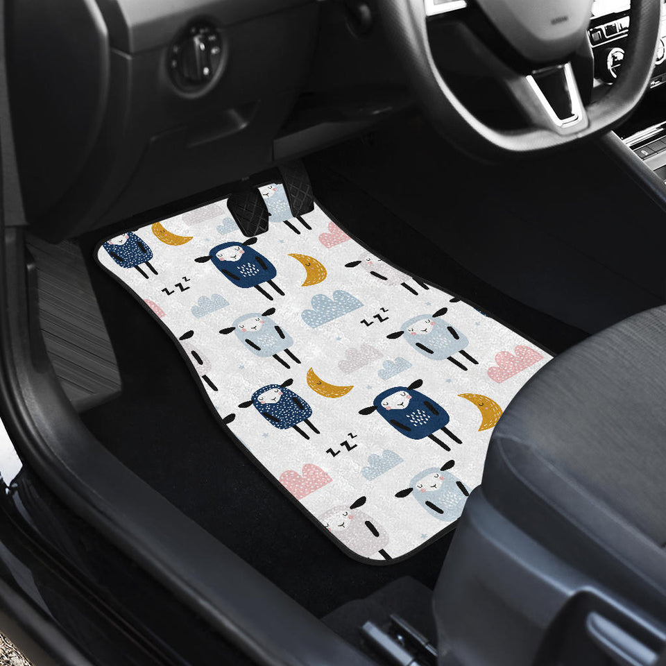 Cute Sleeping Sheep Moon Cloud Pattern Front And Back Car Mats