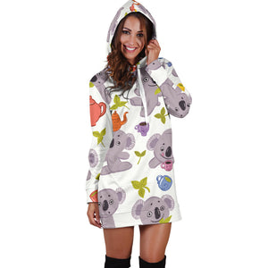 Cute Koalas Teapots Tea Women'S Hoodie Dress